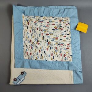 Vintage Gymboree Cotton Blanket Cars Truck Traffic Jam Reversible Ivory 2004 NWT